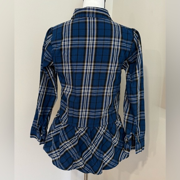 Joan Rivers Blue Plaid Long Sleeve Blouse - Picture 4 of 6